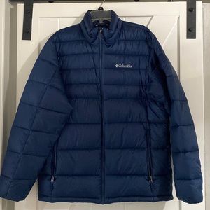 Mens Columbia Alt-Down puffer coat in blue